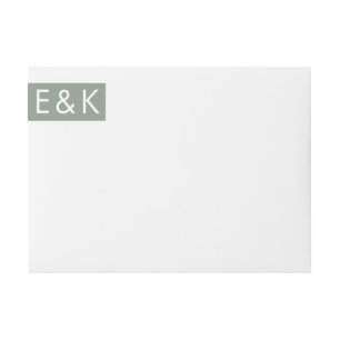 Ultra Modern Sage Green Monogram Simple Wedding Wrap Around Label