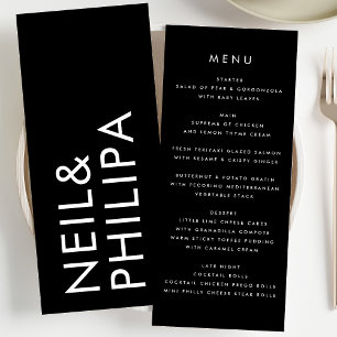 Ultra Modern Simple Big Bold Names Wedding Menu