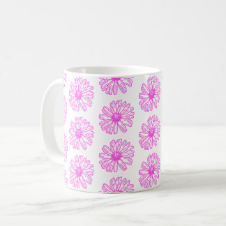 Ultra Pink Daisy Flower Print, Hippie Floral Coffee Mug