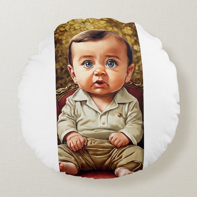 Ultra-Realistic Baby Cartoon of Recep Tayyip Erdoğ Round Cushion (Front)