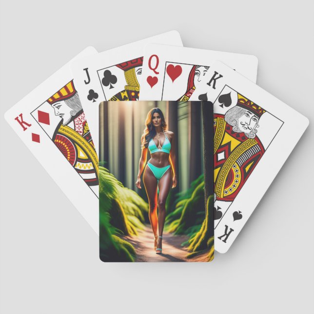ultra realistic girl in bikini Playing Cards (Back)