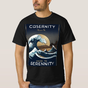 Ultra-Realistic Wave Logo for "Cruise to Serenity T-Shirt