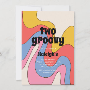Ultra-Retro Two Groovy 70's Style Birthday Invitation