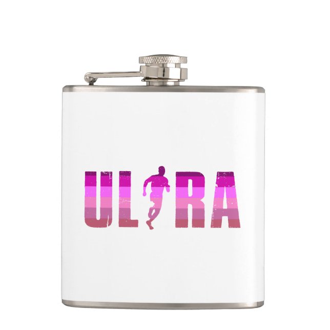 Ultra Running Pink Purple Rainbow Hip Flask (Front)