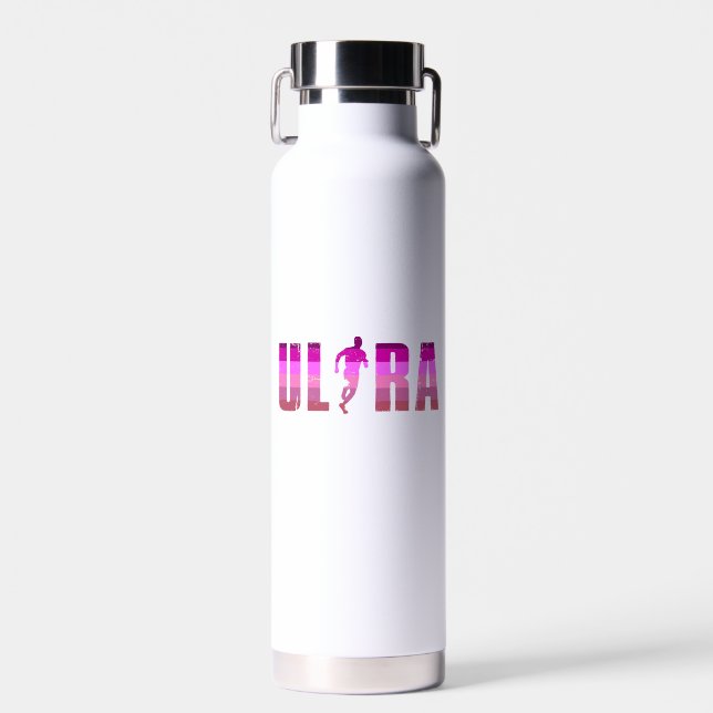 Ultra Running Pink Purple Rainbow Water Bottle (Front)
