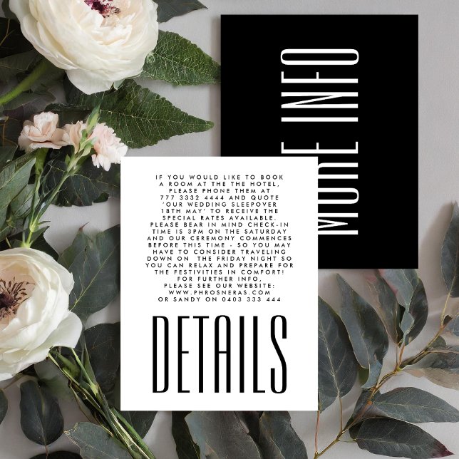 Ultra Simple Black White Modern Minimalist Wedding Enclosure Card (Creator Uploaded)