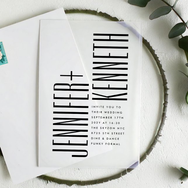 Ultra Simple Modern Minimalist Black White Wedding Acrylic Invitations (Creator Uploaded)