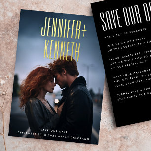 ULTRA SIMPLE MODERN NAMES GOLD PHOTO SAVE OUR DATE