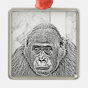 ultra sketch gorilla metal tree decoration