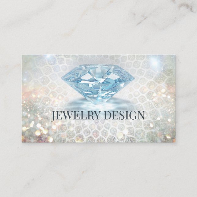 Ultra Sparkling Diamond Jeweller Jewellery Designe Business Card (Front)