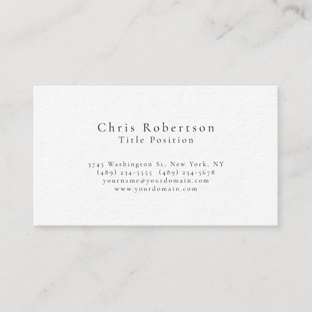 Ultra-Thick Black White Plain Modern Simple Business Card (Front)