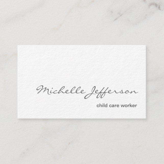 Ultra-Thick White Child care worker Business Card (Front)