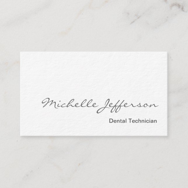 Ultra-Thick White Dental Technician Business Card (Front)