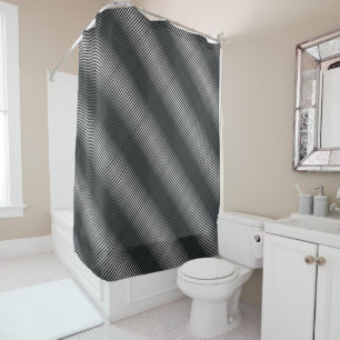 Ultra Thin Black & White Gradation Lines Shower Curtain