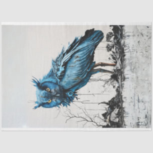 Ultra Vibrant Guardian Blue Owl Chaotic Decoupage Tissue Paper