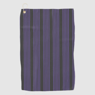 Ultra violet and charcoal five stripe pattern golf towel
