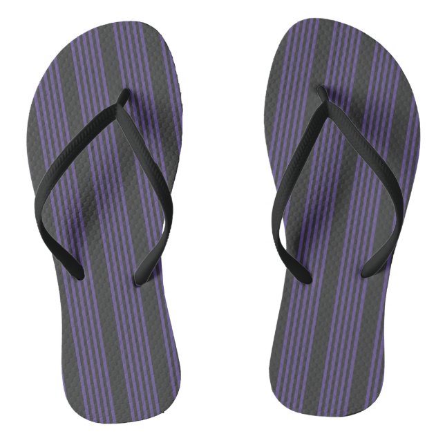 Ultra violet and charcoal five stripe pattern jandals (Footbed)