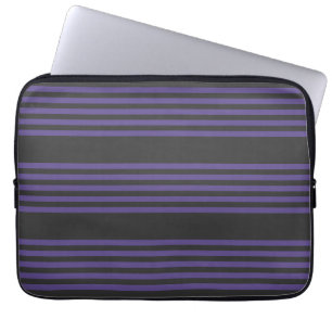Ultra violet and charcoal five stripe pattern laptop sleeve