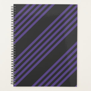 Ultra violet and charcoal five stripe pattern planner