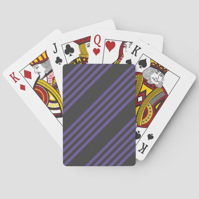 Ultra violet and charcoal five stripe pattern playing cards (Back)