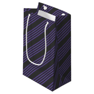 Ultra violet and charcoal five stripe pattern small gift bag