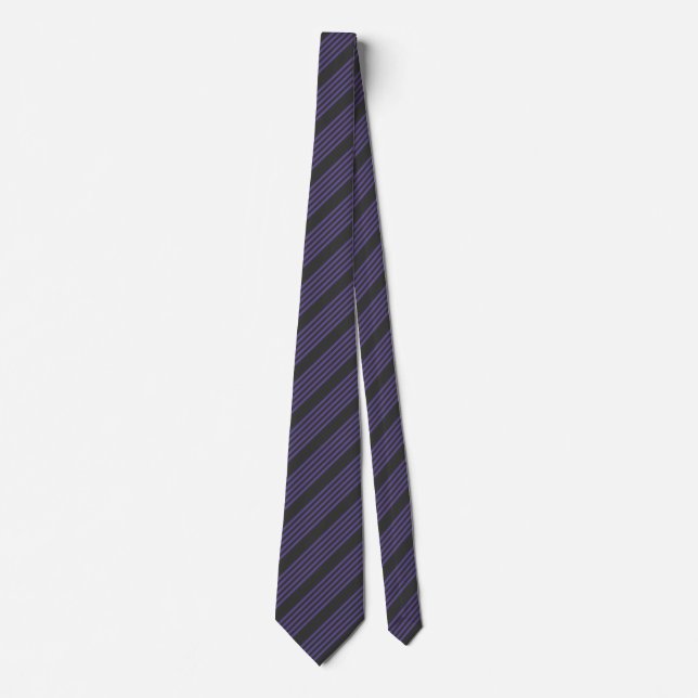 Ultra violet and charcoal five stripe pattern tie (Front)