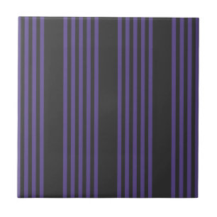 Ultra violet and charcoal five stripe pattern tile