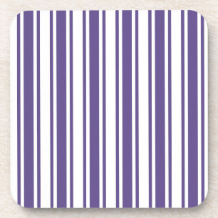 Ultra violet and white candy stripes coaster