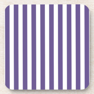 Ultra violet and white candy stripes coaster