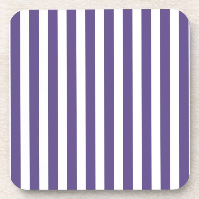Ultra violet and white candy stripes coaster (Front)