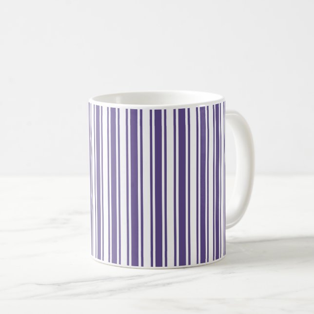 Ultra violet and white candy stripes coffee mug (Front Right)