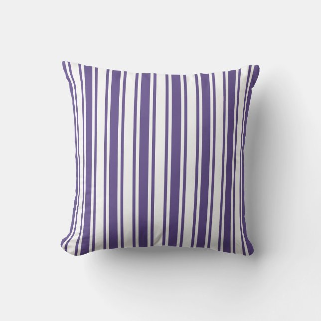 Ultra violet and white candy stripes cushion (Front)