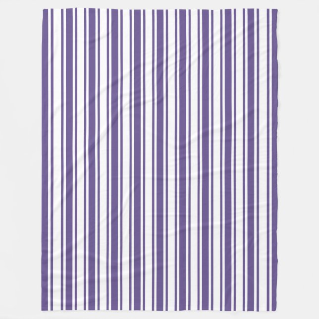 Ultra violet and white candy stripes fleece blanket (Front)