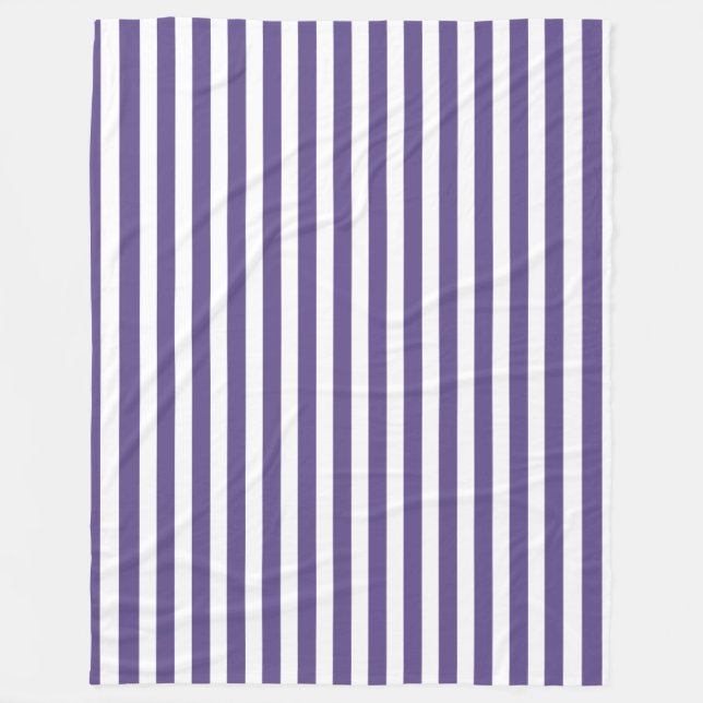 Ultra violet and white candy stripes fleece blanket (Front)