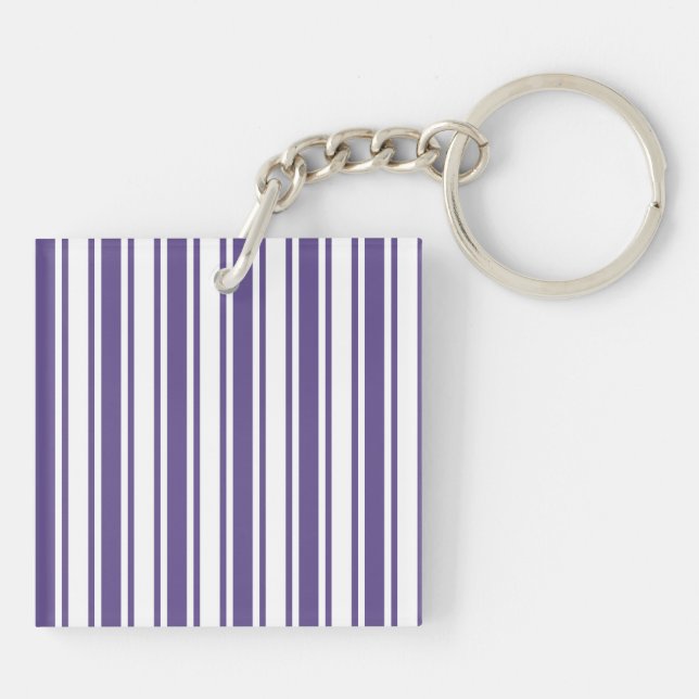 Ultra violet and white candy stripes key ring (Back)