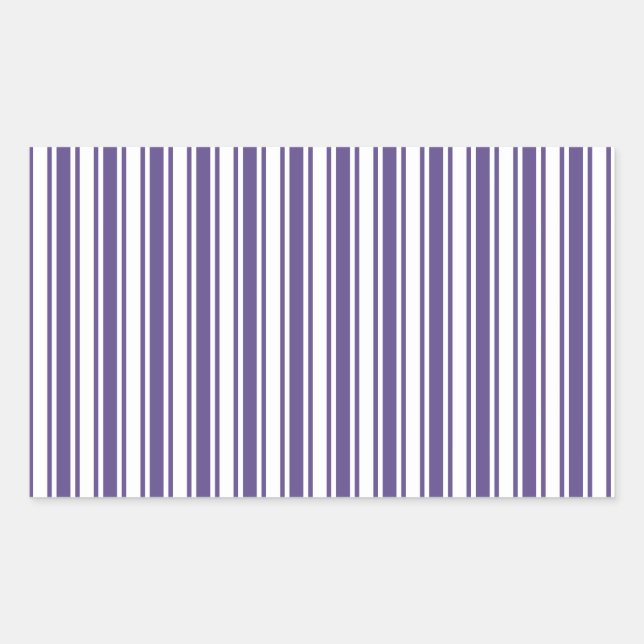 Ultra violet and white candy stripes rectangular sticker (Front)