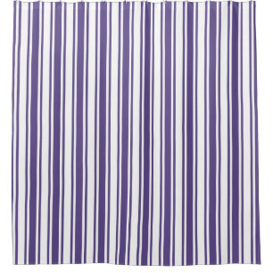 Ultra violet and white candy stripes shower curtain