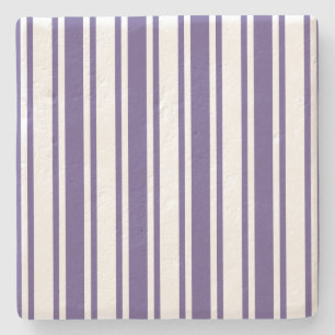 Ultra violet and white candy stripes stone coaster