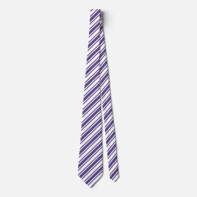 Ultra violet and white candy stripes tie (Front)