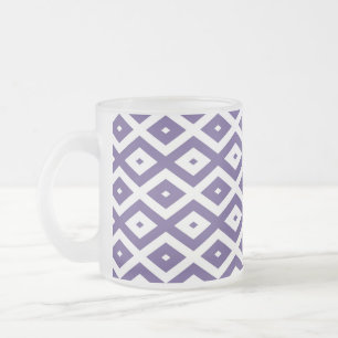 Ultra violet and white diamond pattern frosted glass coffee mug