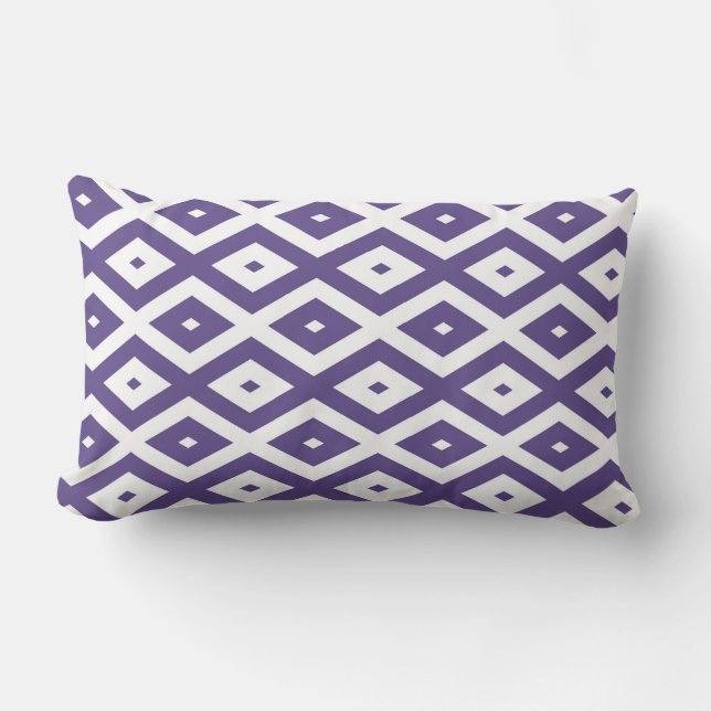 Ultra violet and white diamond pattern lumbar cushion (Front)