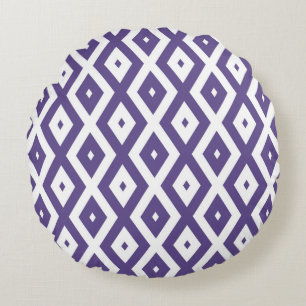 Ultra violet and white diamond pattern round cushion