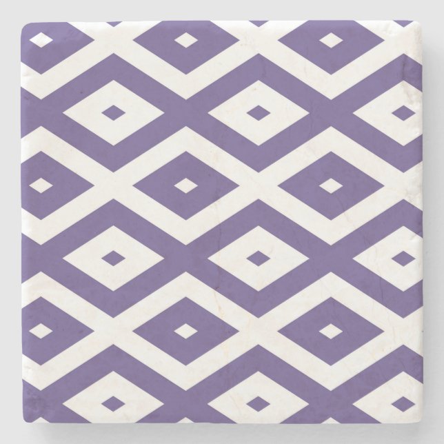 Ultra violet and white diamond pattern stone coaster (Front)