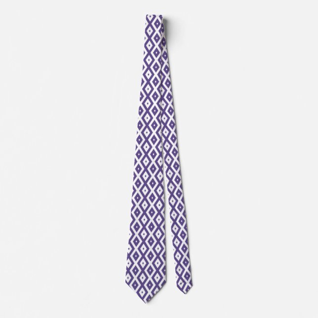 Ultra violet and white diamond pattern tie (Front)