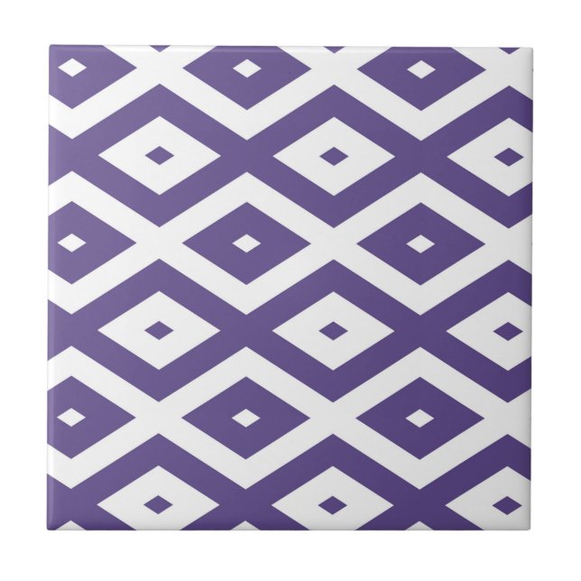 Ultra violet and white diamond pattern tile (Front)