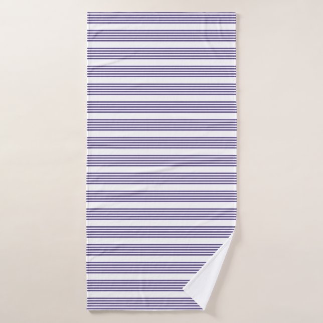 Ultra violet and white five stripe pattern bath towel (Bath Towel)