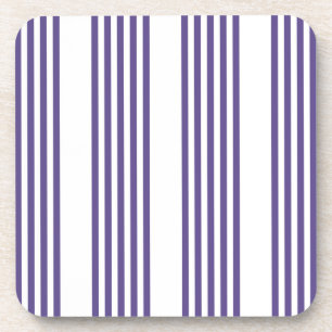 Ultra violet and white five stripe pattern coaster