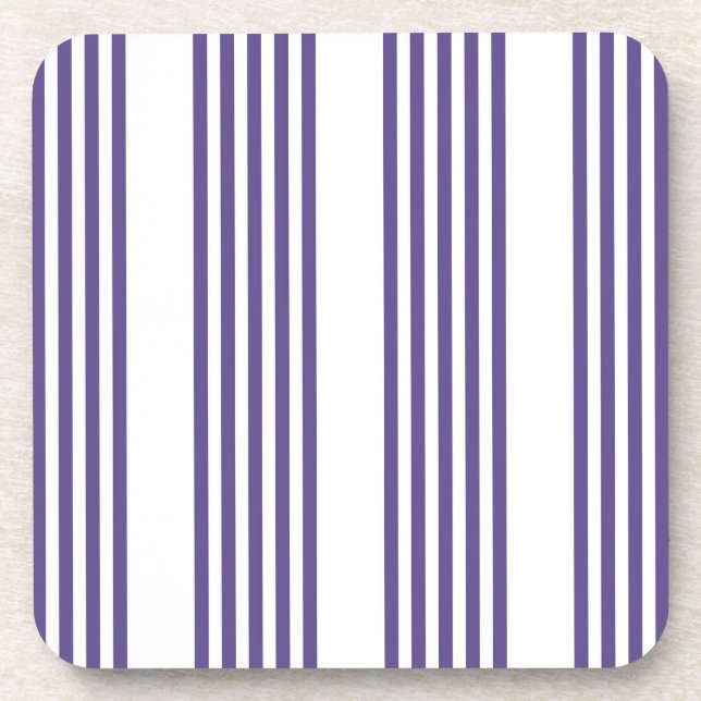Ultra violet and white five stripe pattern coaster (Front)