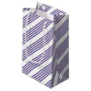 Ultra violet and white five stripe pattern small gift bag