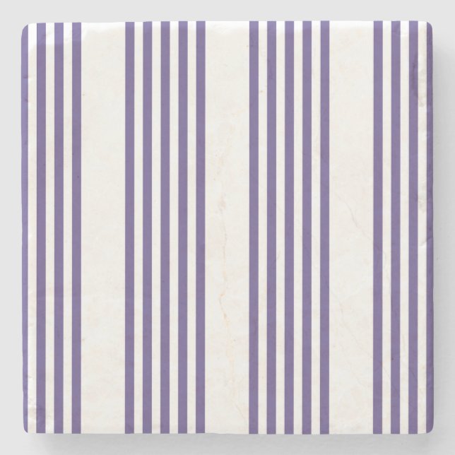 Ultra violet and white five stripe pattern stone coaster (Front)